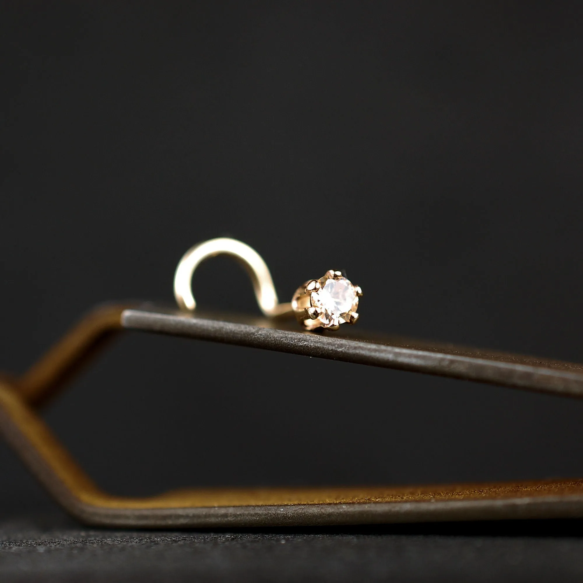 Champagne Diamond Gold Nose Stud