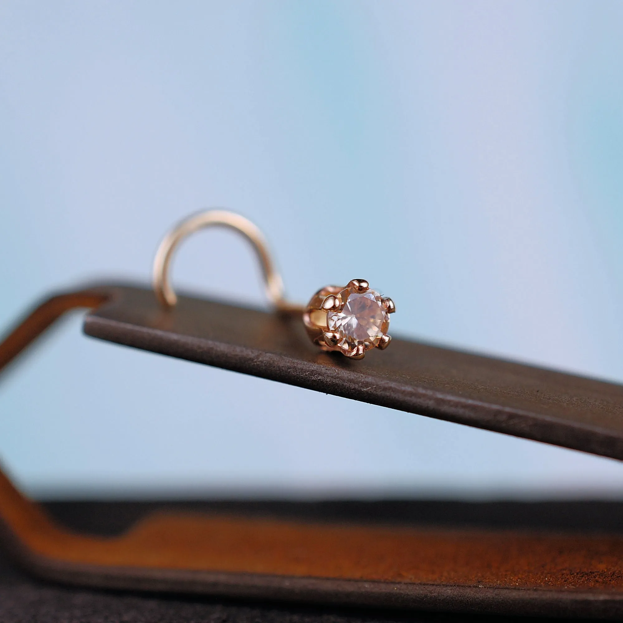 Champagne Diamond Gold Nose Stud