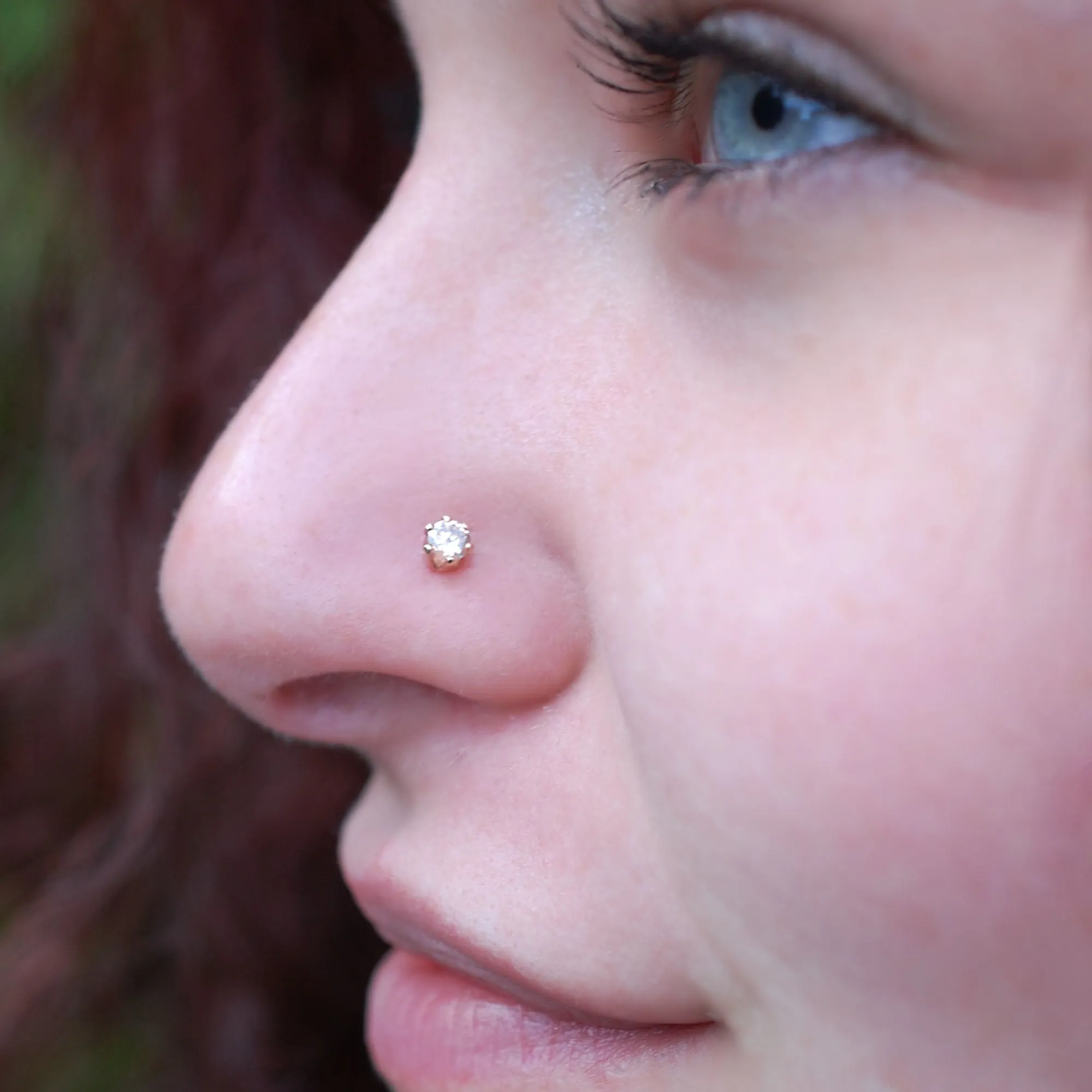 Champagne Diamond Gold Nose Stud