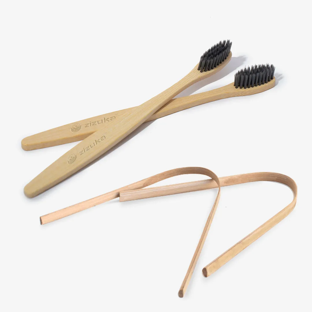 Charcoal Organic Bamboo Toothbrush & Tongue Cleaner