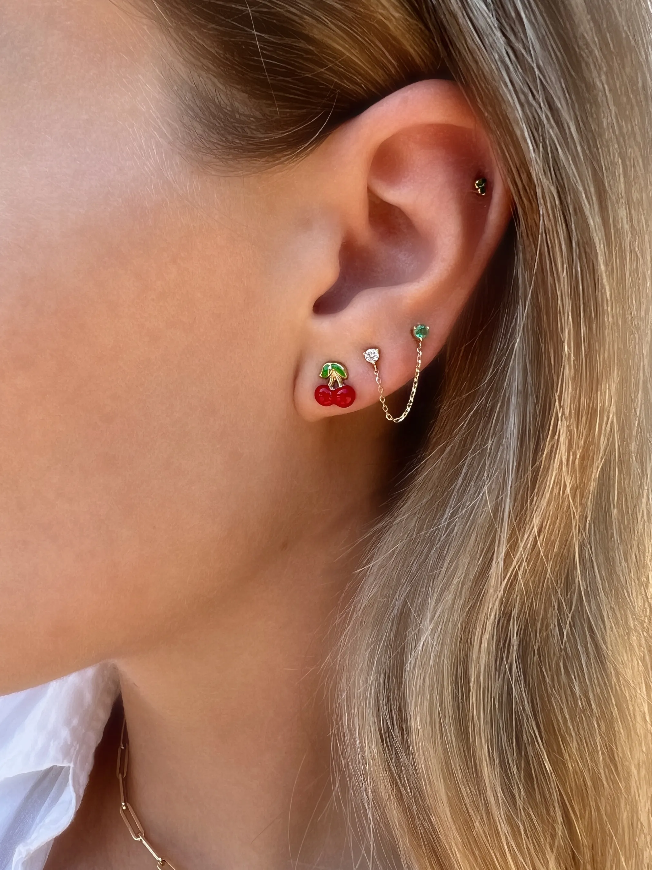 Cherry Stud Earrings 14K