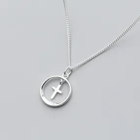 Chic and Minimalist Circular Cross Necklace - Christian Jewelry - Christian Gift