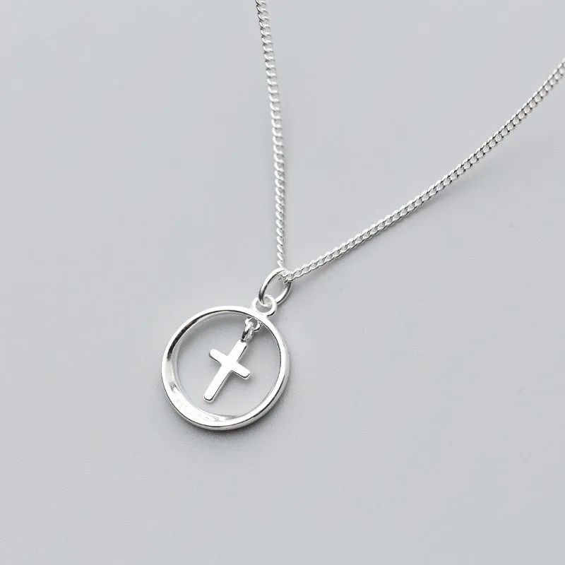 Chic and Minimalist Circular Cross Necklace - Christian Jewelry - Christian Gift