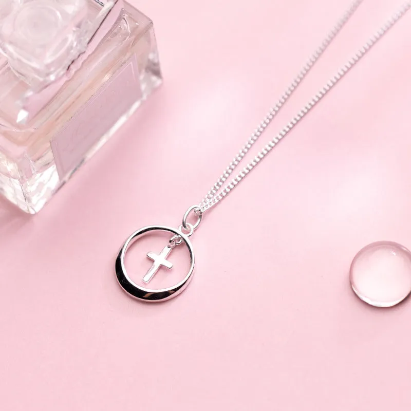 Chic and Minimalist Circular Cross Necklace - Christian Jewelry - Christian Gift