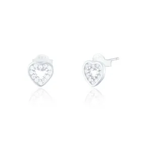 CZ Heart Stud Earrings