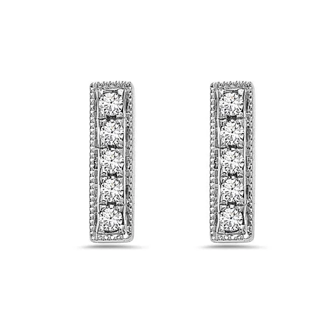 Diamond Bar Stud Earrings