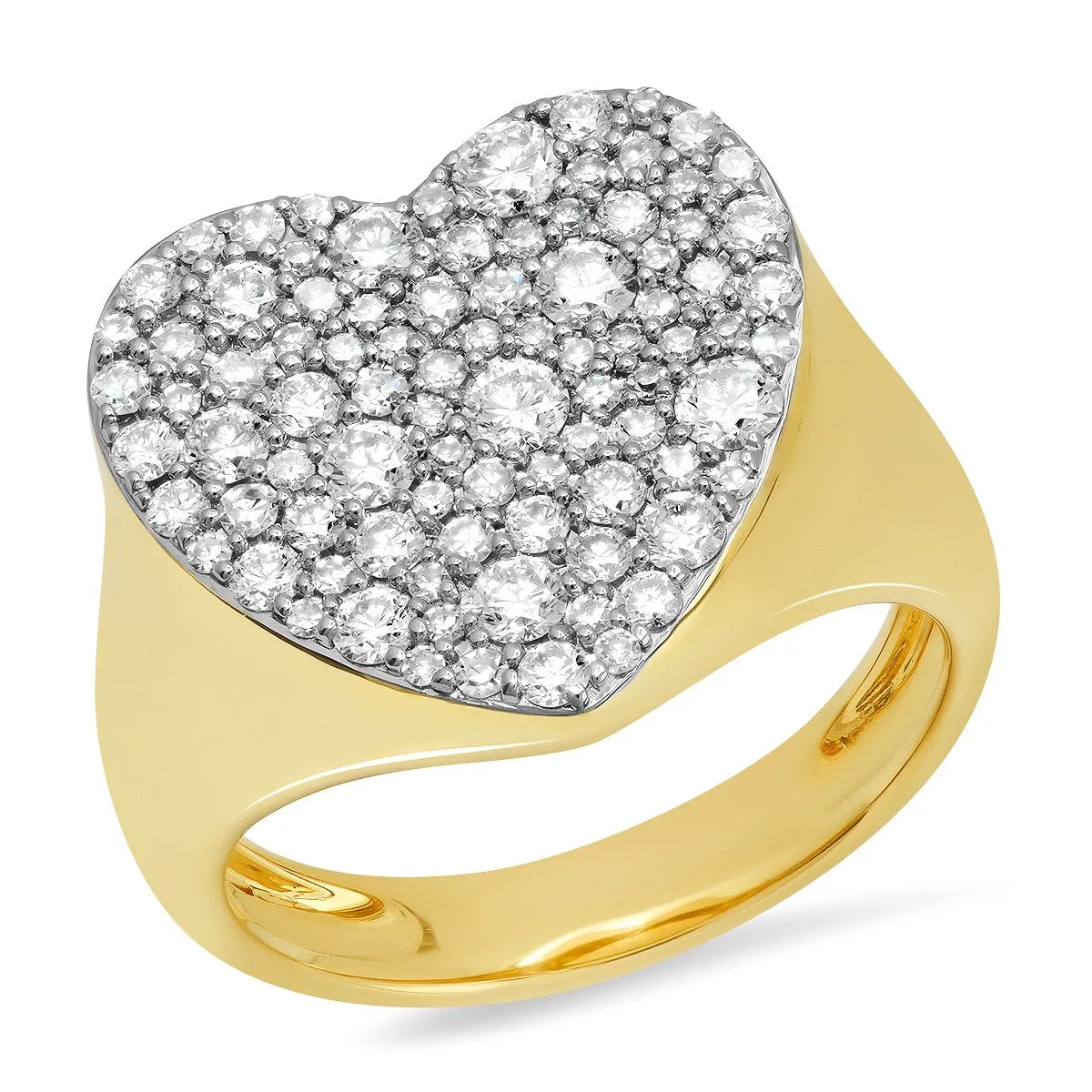 Diamond  Heart Signet Ring