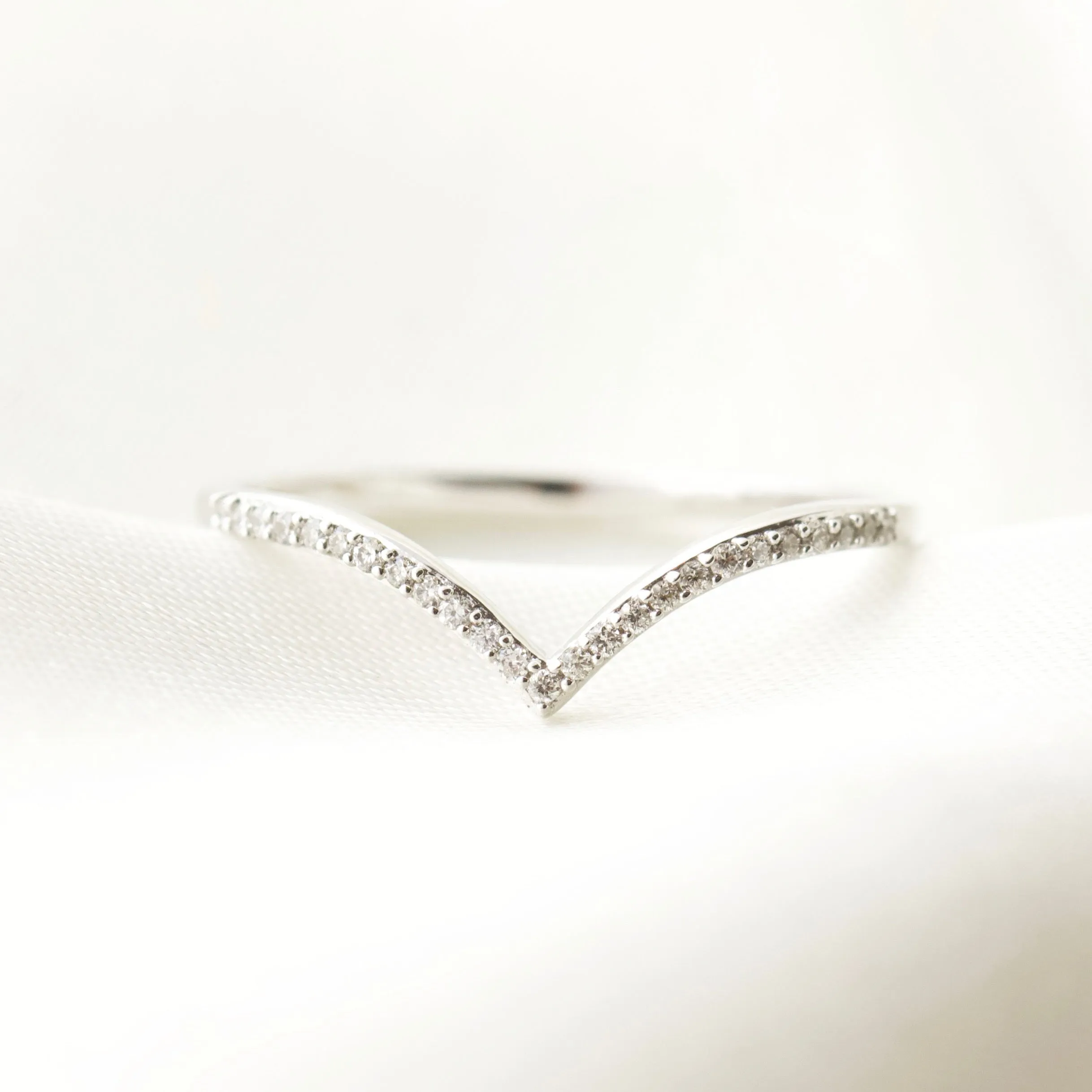 Diamond Wishbone Stacking Ring