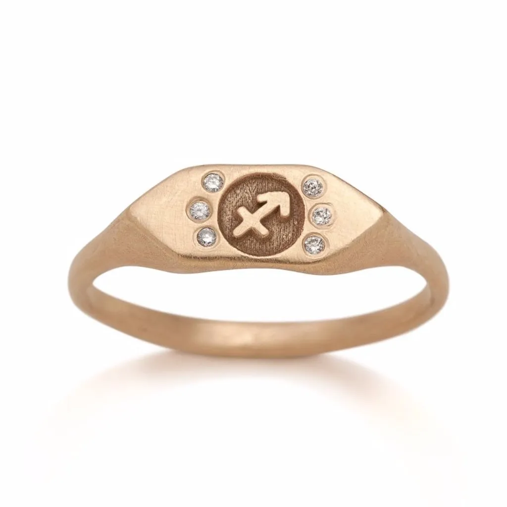 Diamond Zodiac Signet Ring