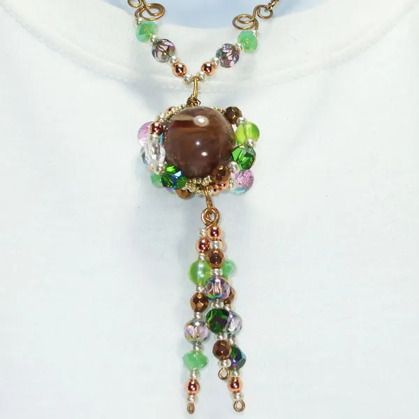 Edian Beaded Bead Costume Jewelry Pendant Necklace