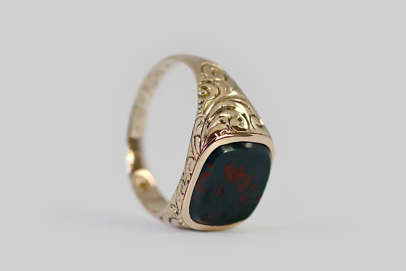 Edwardian Bloodstone Signet Ring