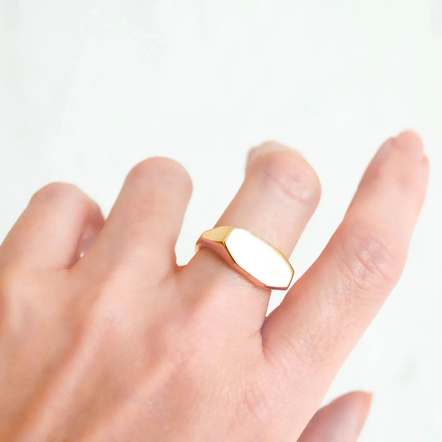 Elongated Geometric Signet Ring