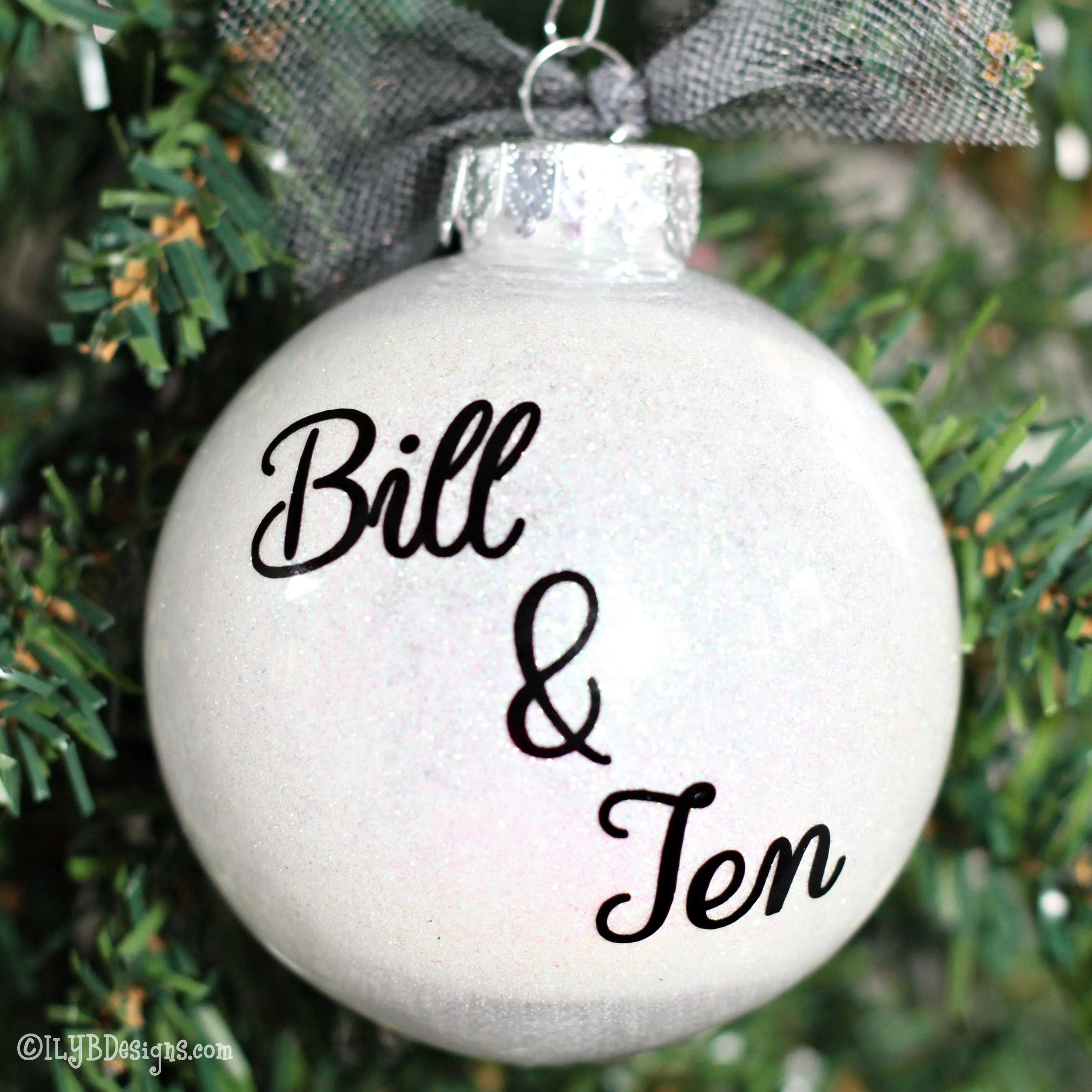 Engagement Christmas Ornament | We're Engaged | Personalized Glitter