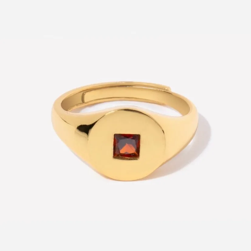 Eula Garnet Signet Ring