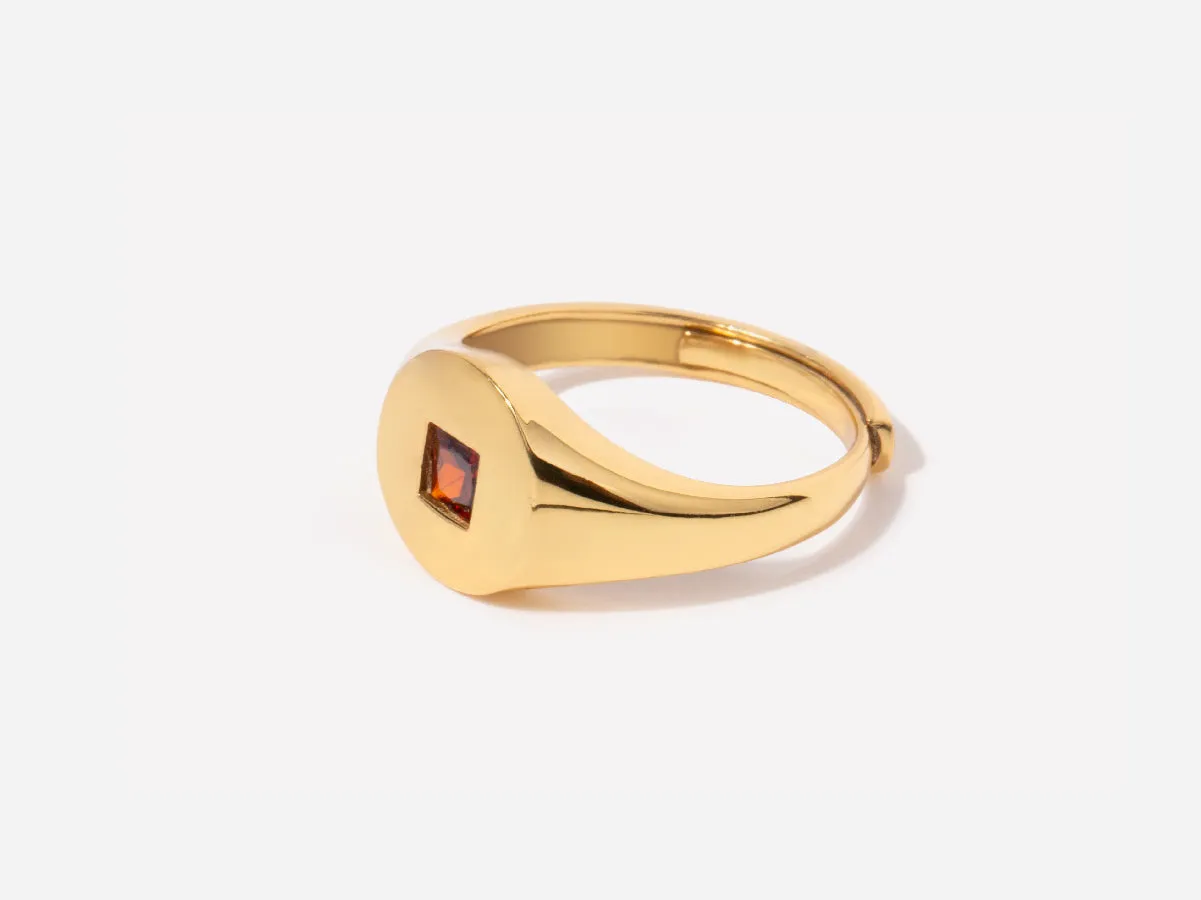 Eula Garnet Signet Ring