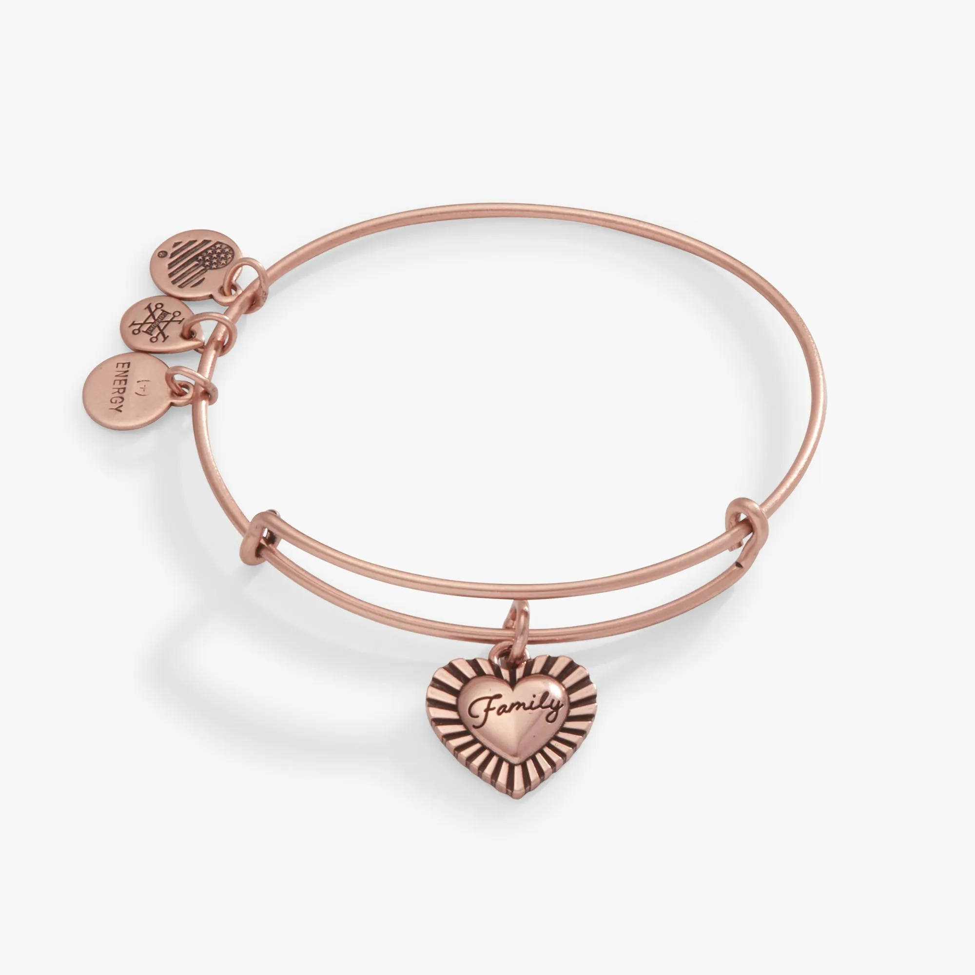 'Family' Heart Charm Bangle Bracelet