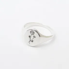 February Birth Flower Signet Ring