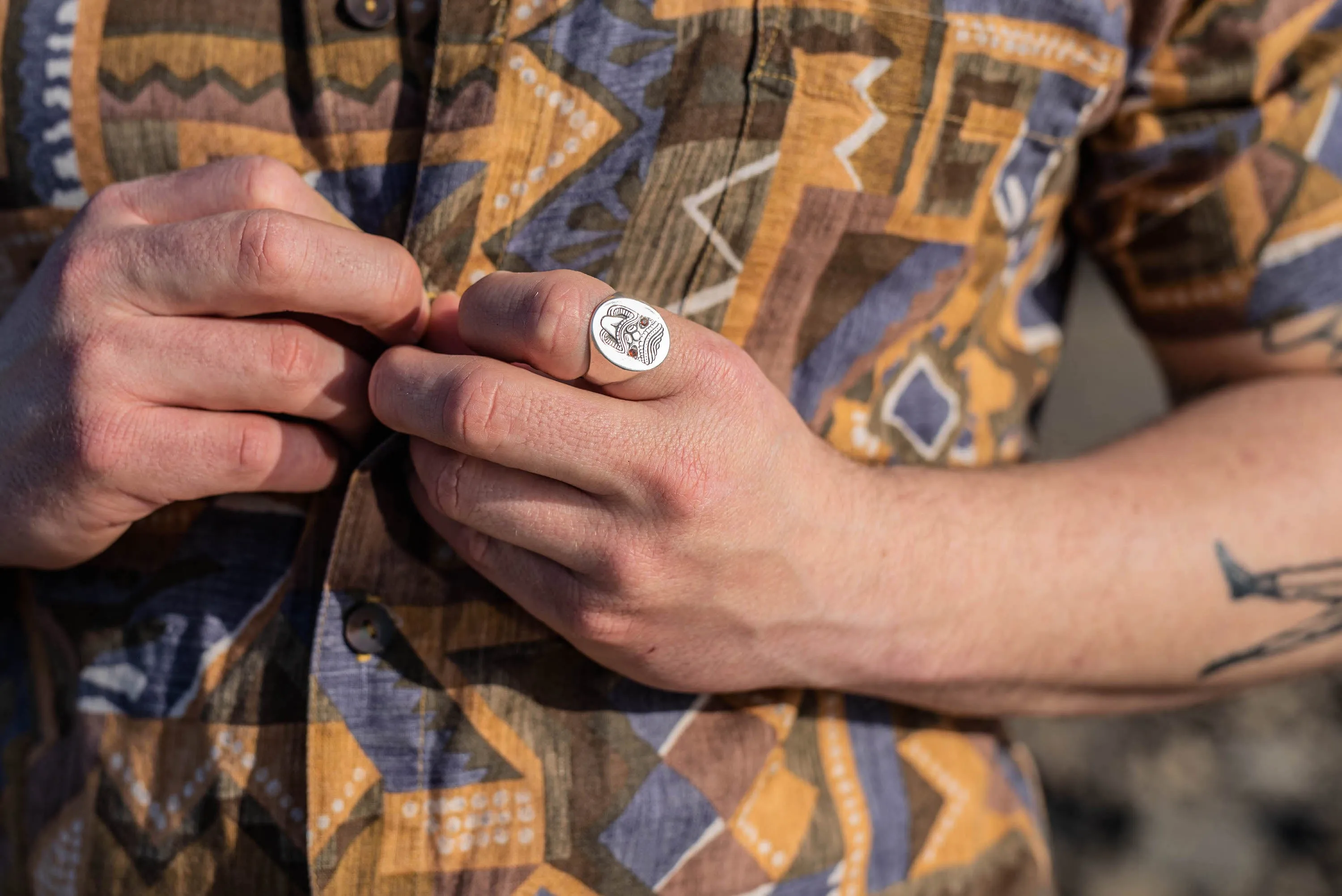 Fire Eyed Tiki God Signet Ring