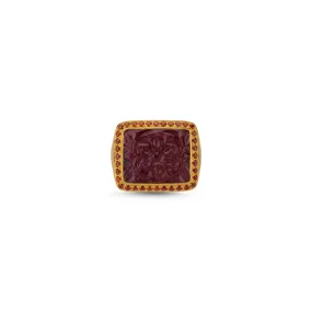 FLORIANA CARVED RUBY SIGNET RING