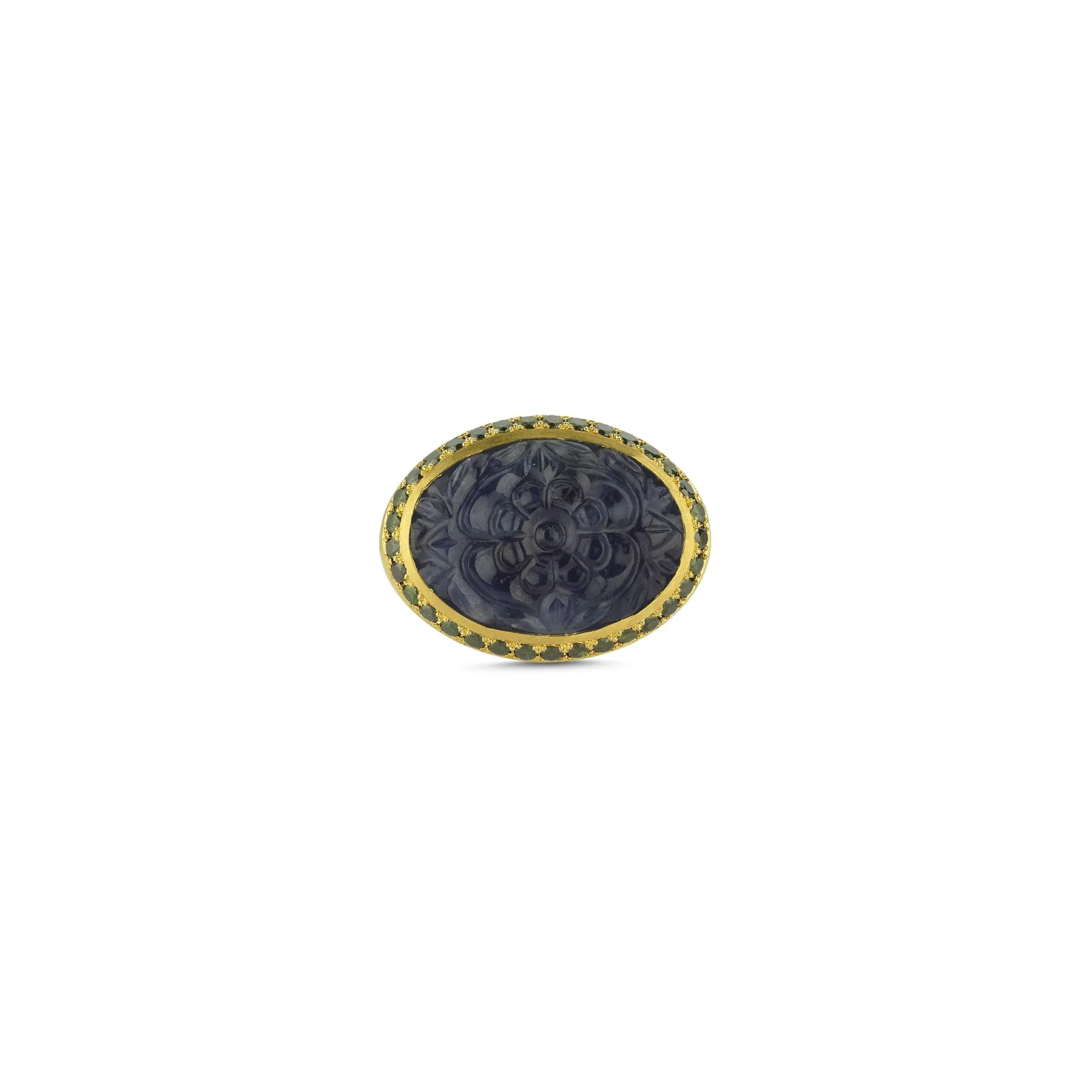 FLORIANA CARVED SAPPHIRE SIGNET RING