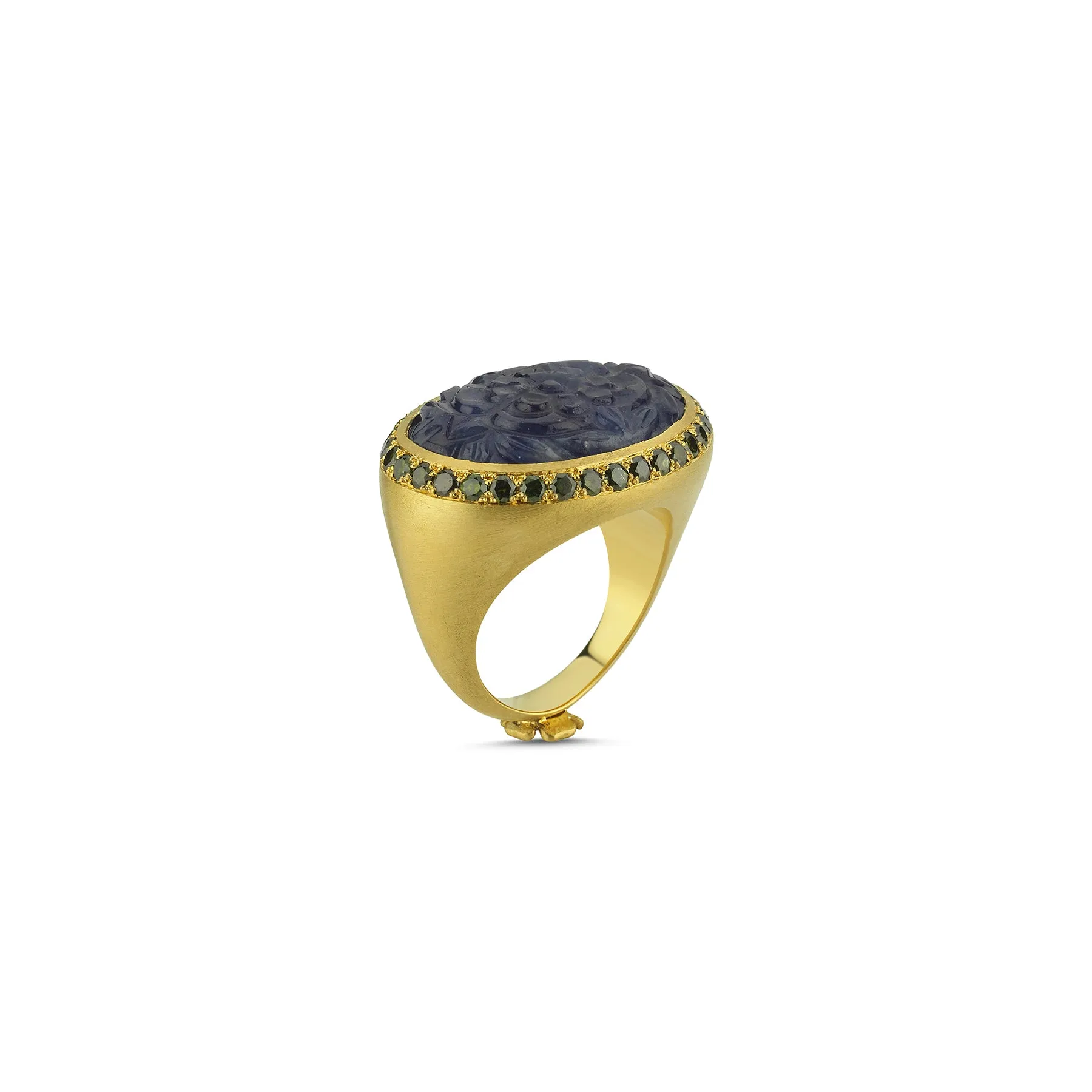 FLORIANA CARVED SAPPHIRE SIGNET RING