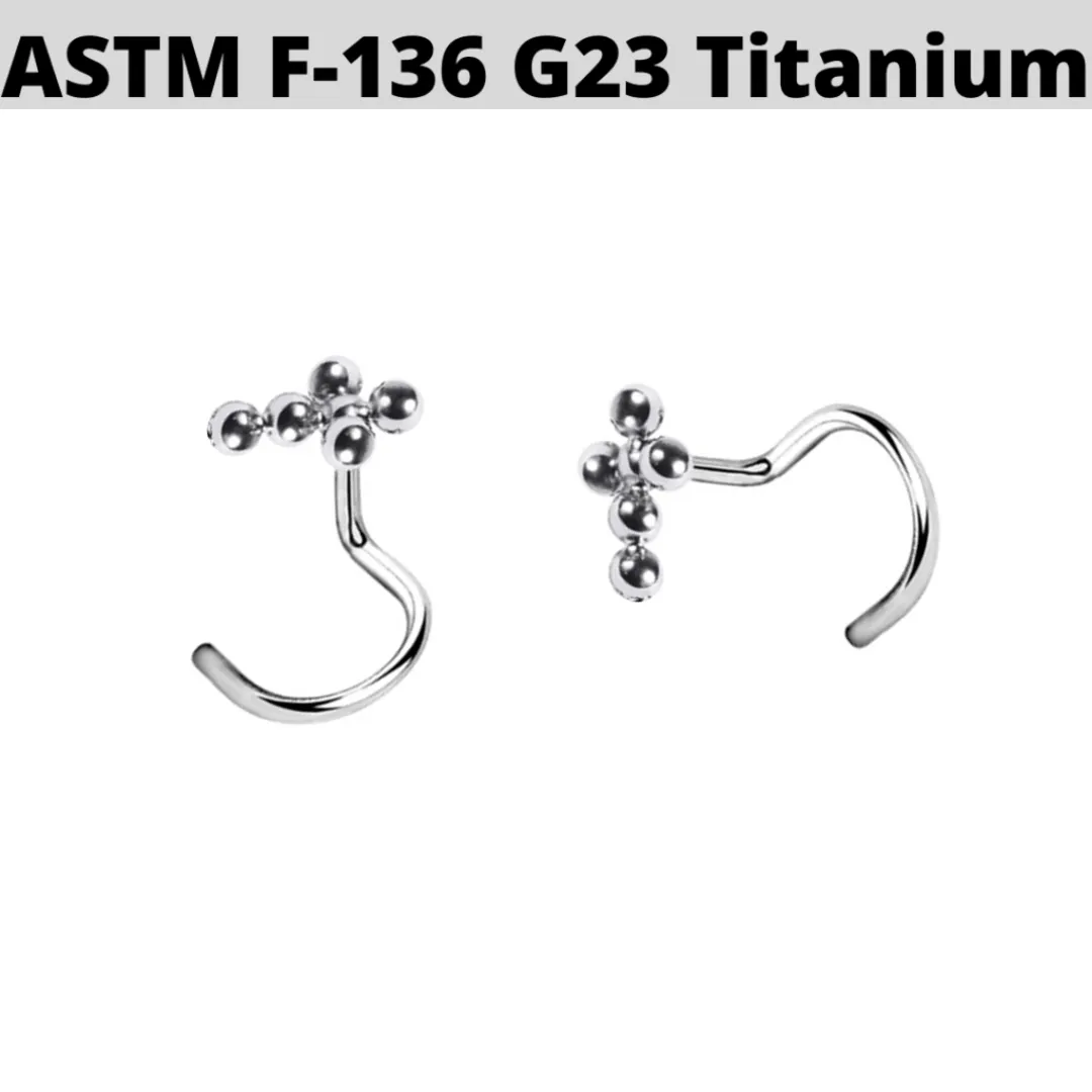 G23 Titanium Beaded Cross Nose Screw