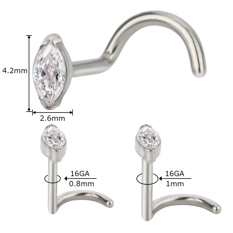 G23 Titanium Marquise CZ Nose Screw