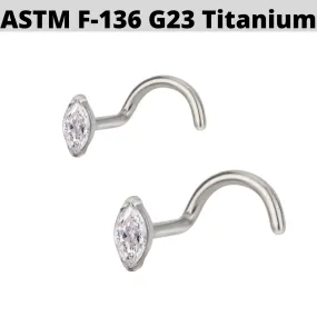 G23 Titanium Marquise CZ Nose Screw