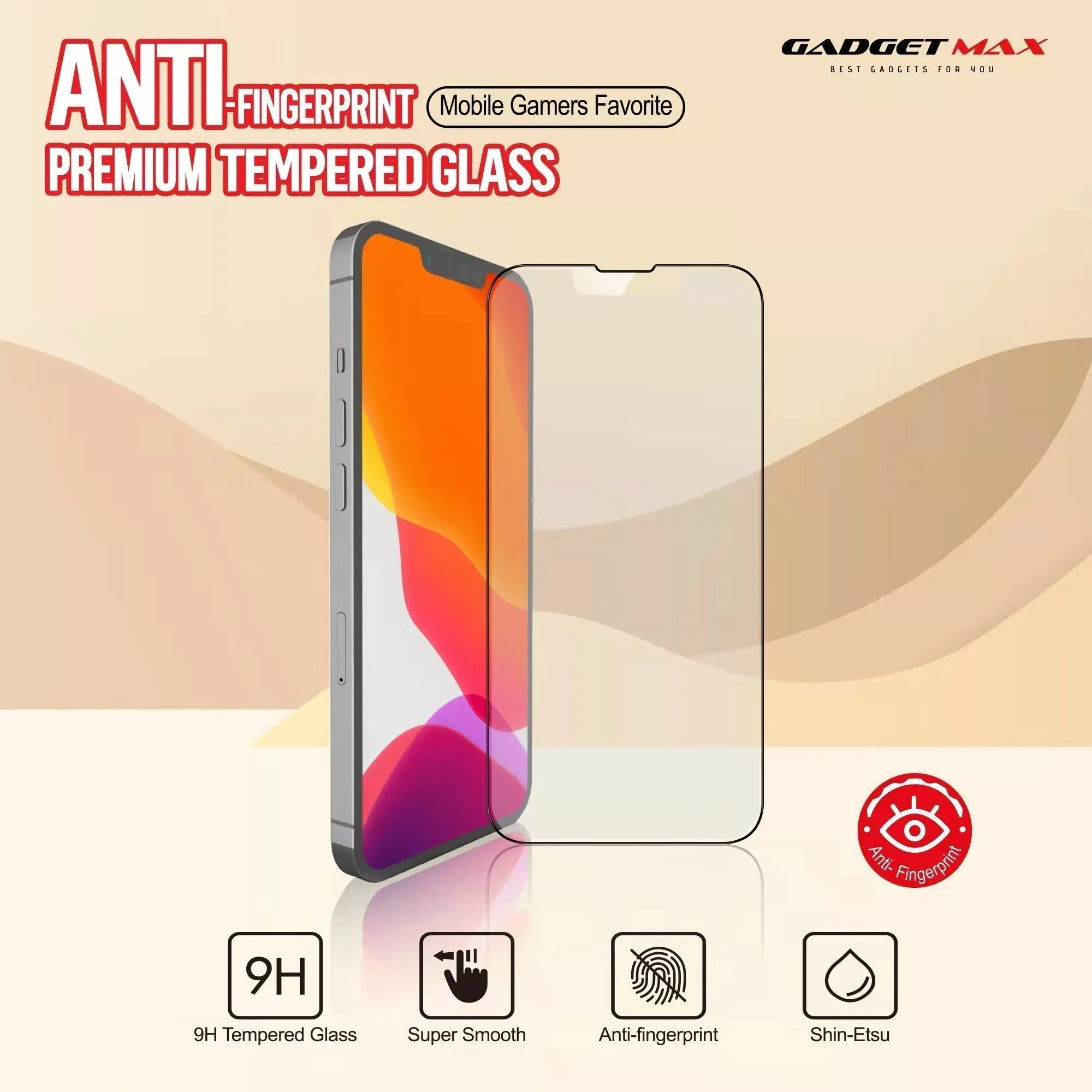 GADGET MAX Anti-Finger Print iPhone 13 Pro Max / iPhone 14 Plus 2.5D Anti-Finger Print Tempered Glass