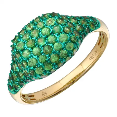 Gemstone Pave Signet Ring