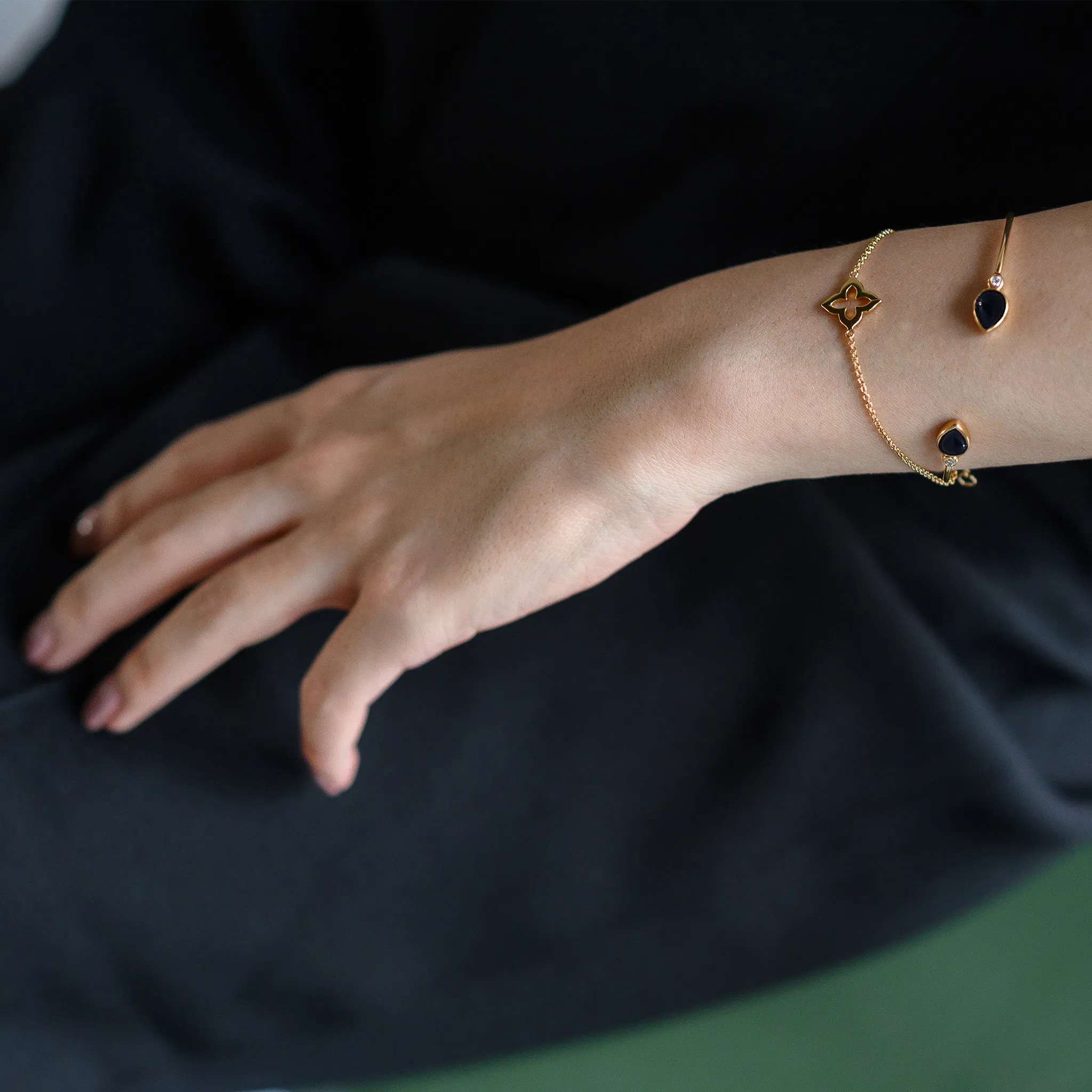 Genuine Black Onyx Stone Bangle