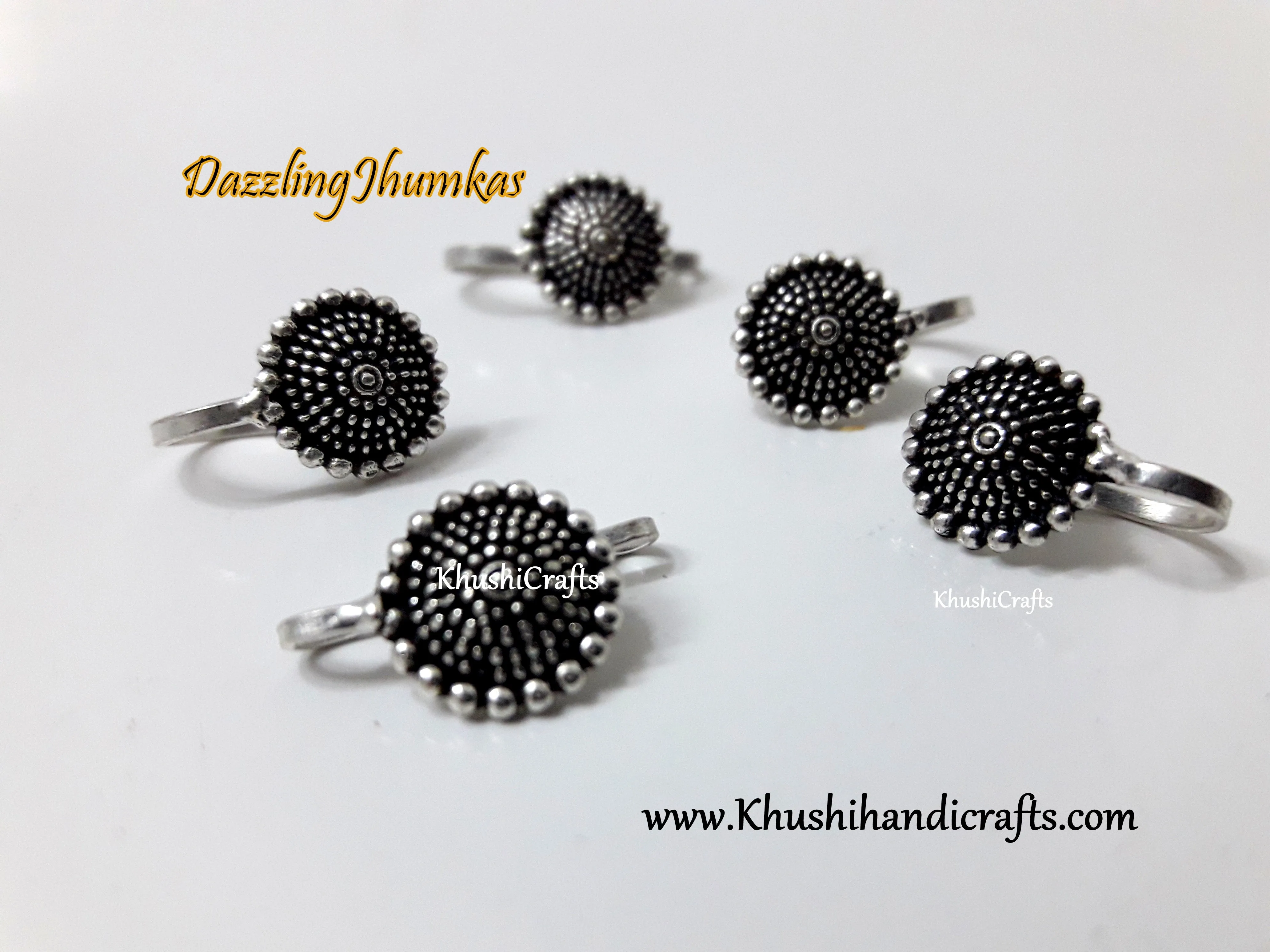 German Silver Oxidised Surya Nose pins/ring