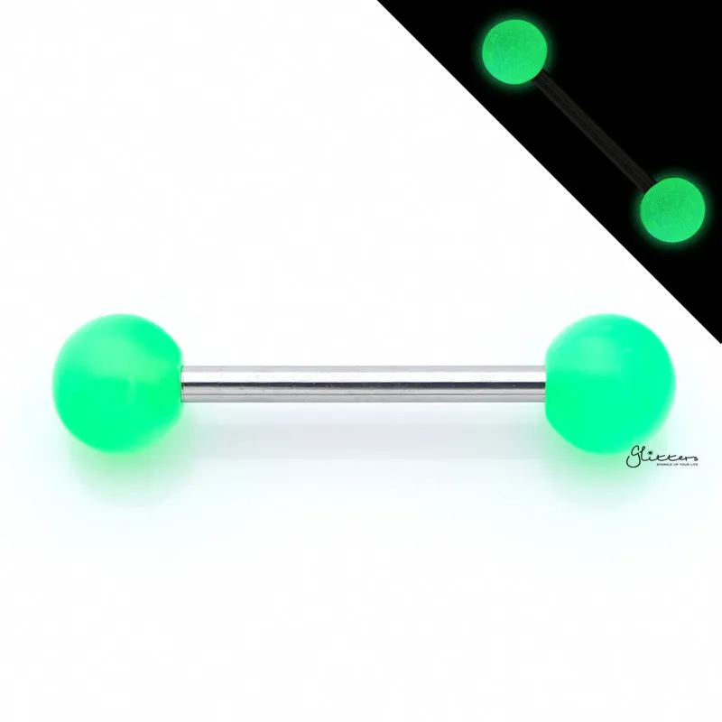 Glow In The Dark Ball Tongue Barbell - Green