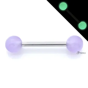 Glow In The Dark Ball Tongue Barbell - Light Purple