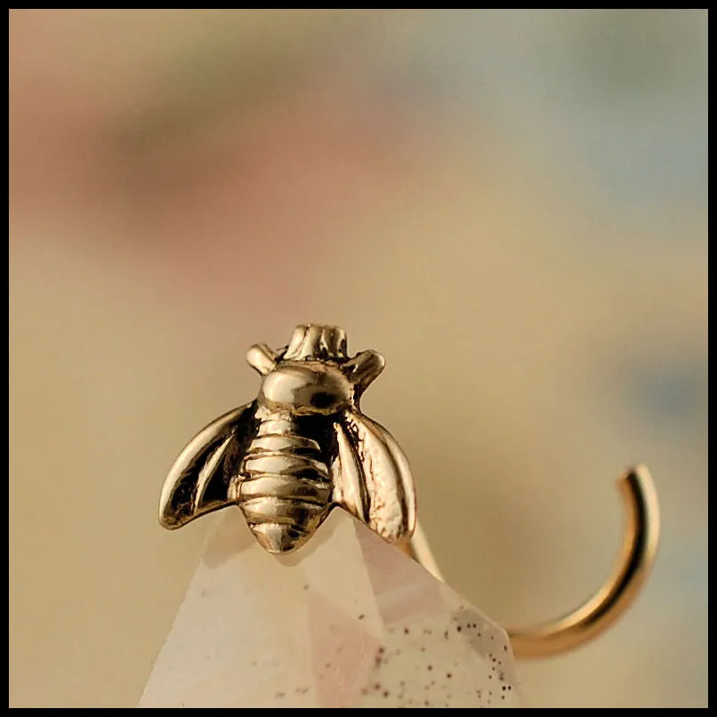 Gold Bee Insect Nose Stud