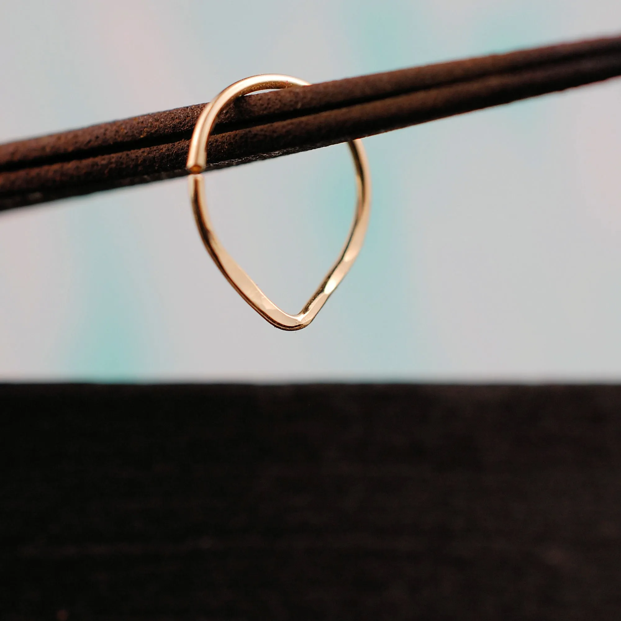 Gold Hammered V Nose Ring