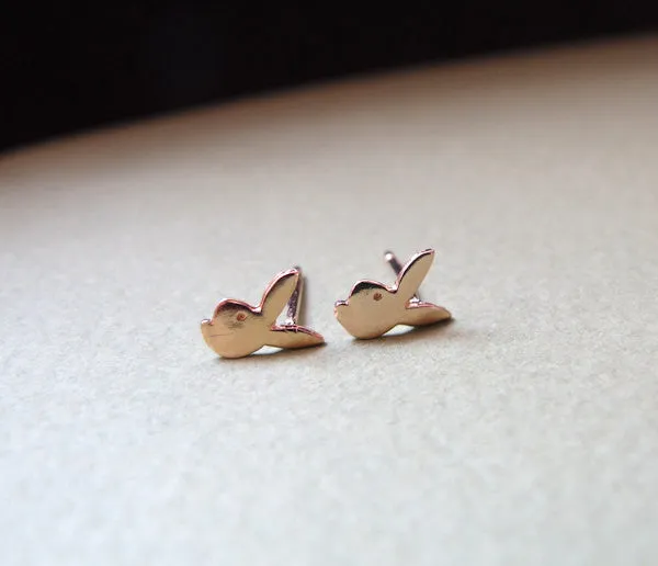 Gold Rabbit Stud Earrings