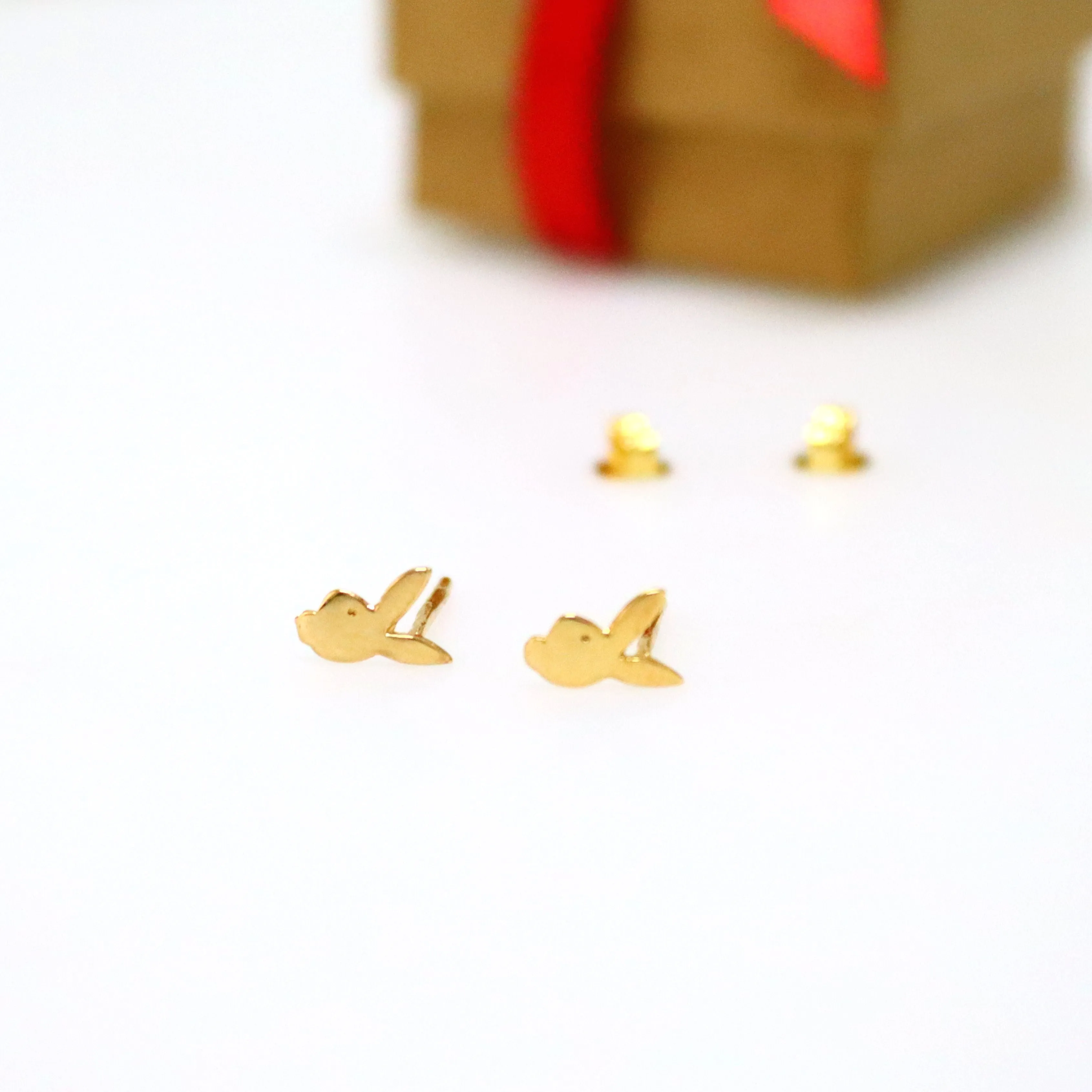 Gold Rabbit Stud Earrings