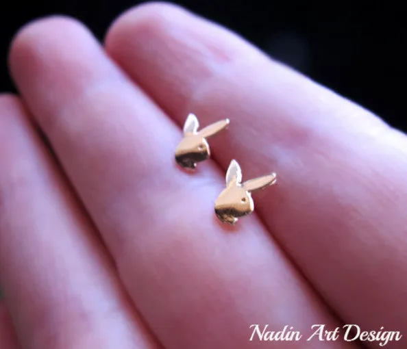 Gold Rabbit Stud Earrings