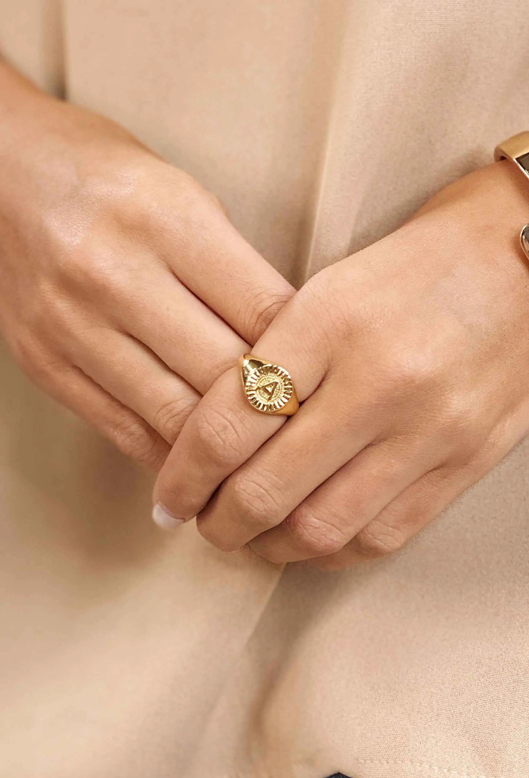 Gold Signet Initial Ring