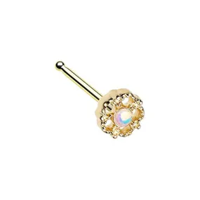 Golden Illuminating Lotus Ornate WildKlass Nose Stud Ring