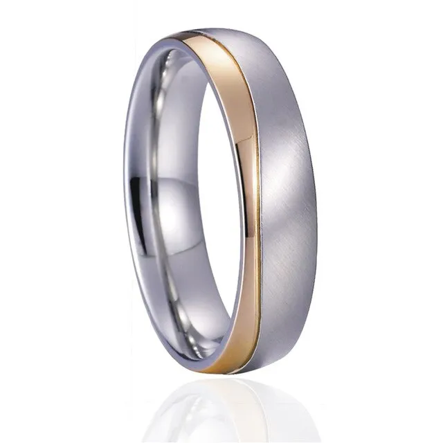 Gold/Silver and Cubic Zirconia Titanium Wedding Ring Set