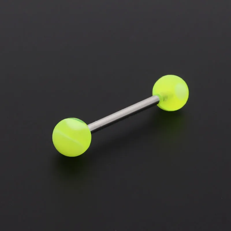 Green Marble Acrylic Ball with Surgical Steel Tongue Barbell