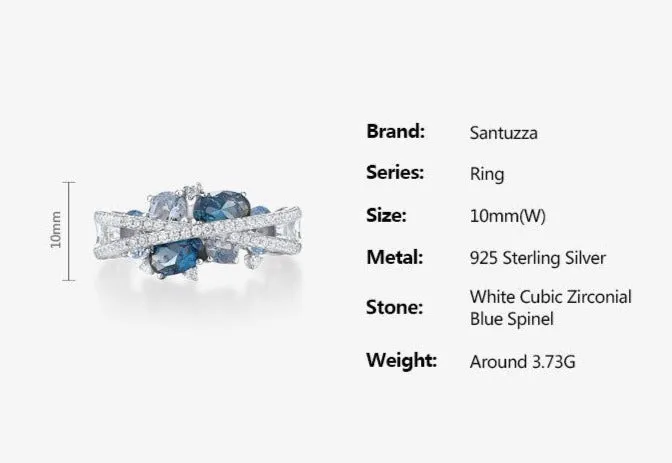 GZ258 - Shimmering Blue Spinel 925 Sterling Silver Ring - Charm Jewelry