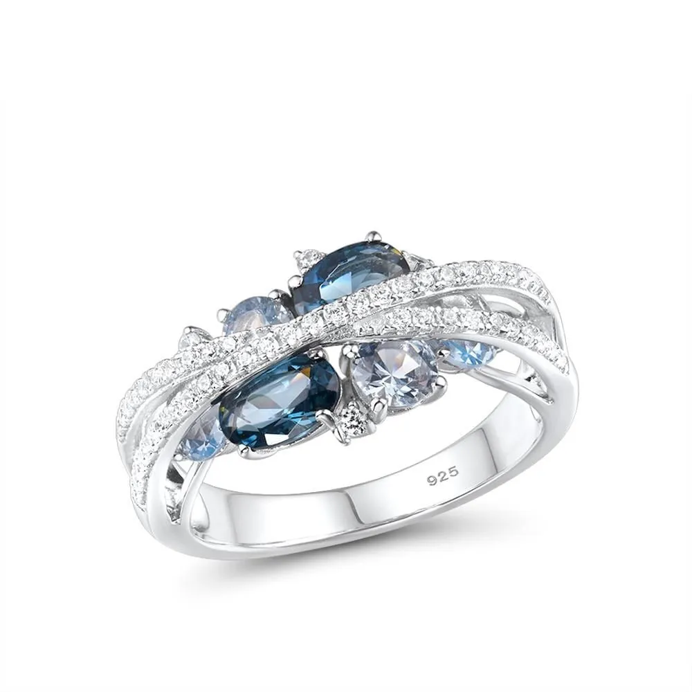 GZ258 - Shimmering Blue Spinel 925 Sterling Silver Ring - Charm Jewelry