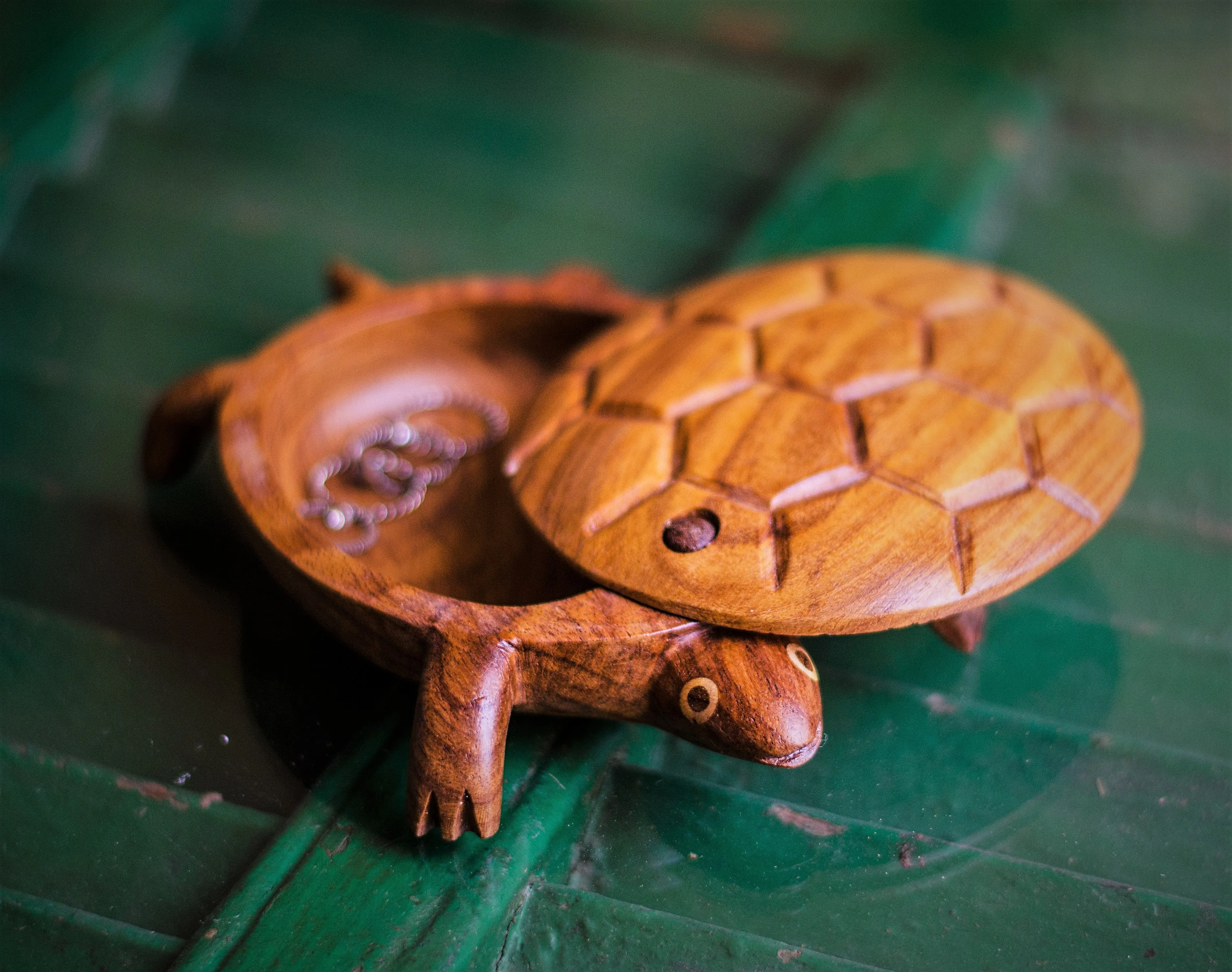 Hand-carved Turtle jewelry box  from Egypt