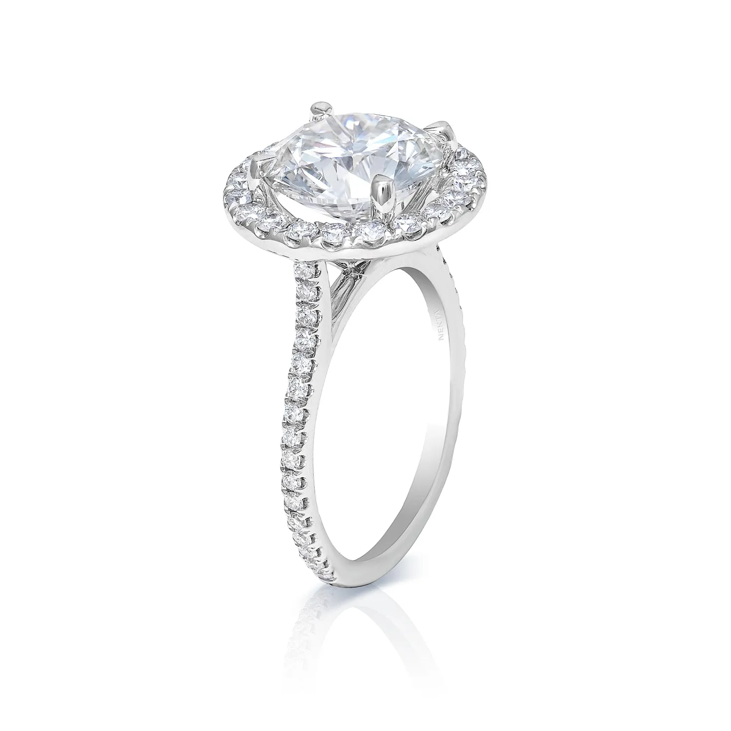 Layne 5 Carat H SI2 Round Brilliant Lab Grown Diamond Engagement Ring Halo in 18k White Gold