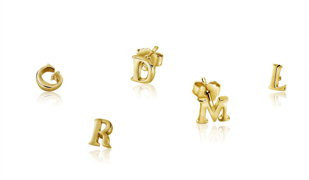 Letter Initial Stud Earrings