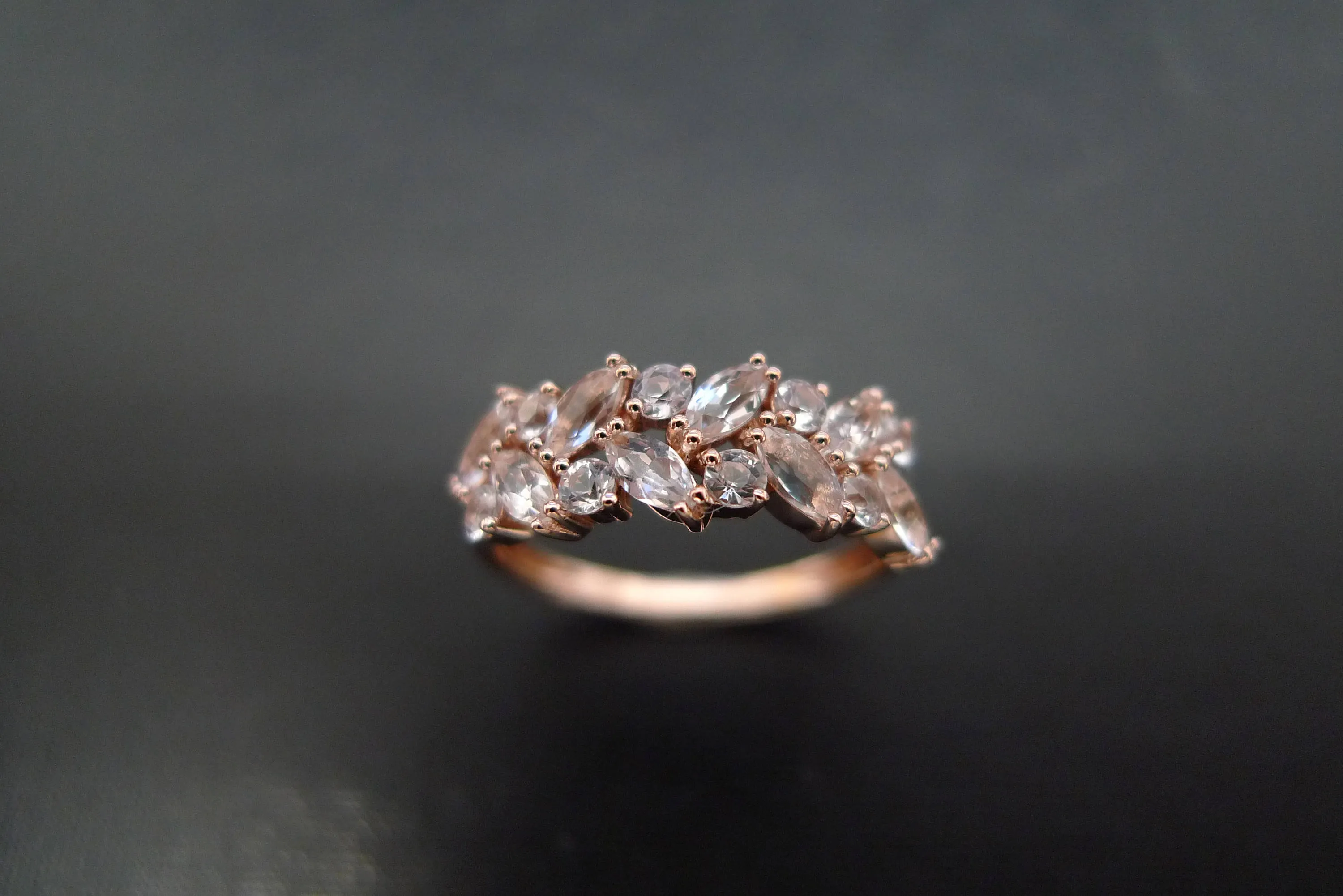 Marquise Cut Morganite Ring in Rose Gold