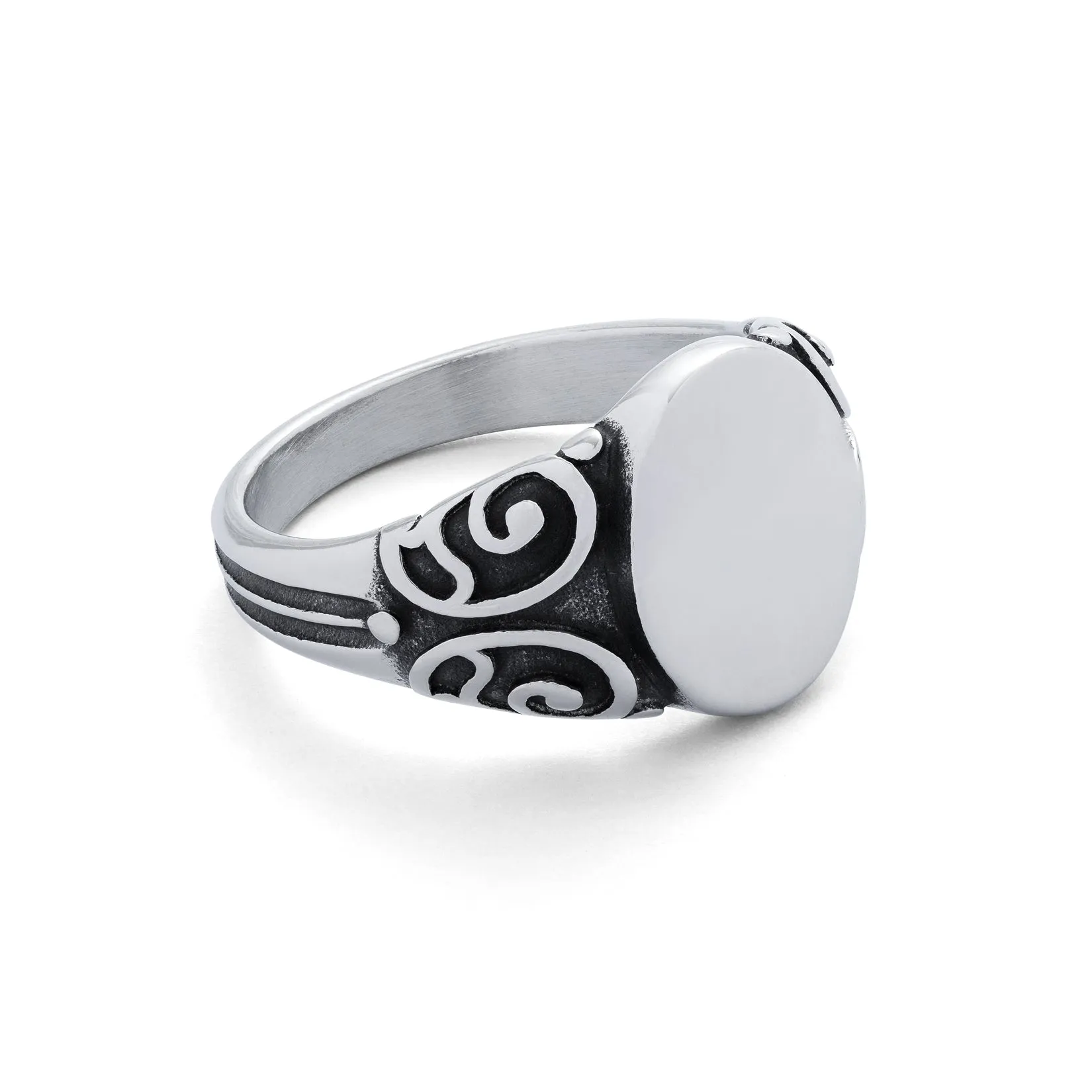 Mini Oval Scroll Signet Ring